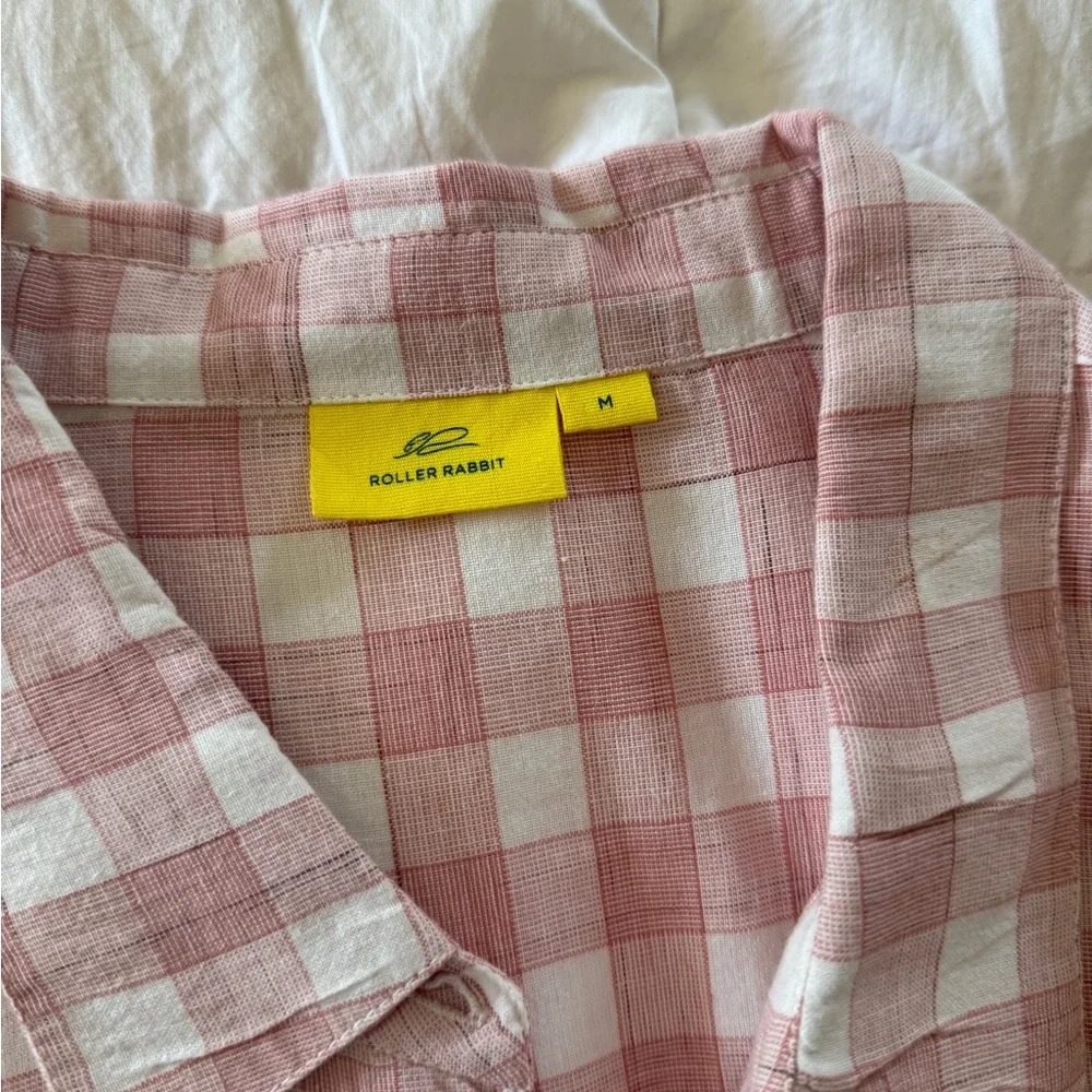 Roller Rabbit Pink and Cream Checkered Shirt Dress - Picture 4 of 4